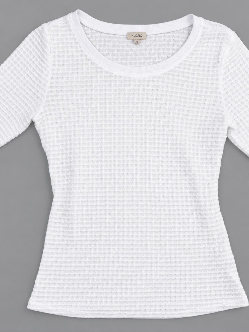 Pilcro White Waffle-Knit Scoop Neck Short Sleeve Top